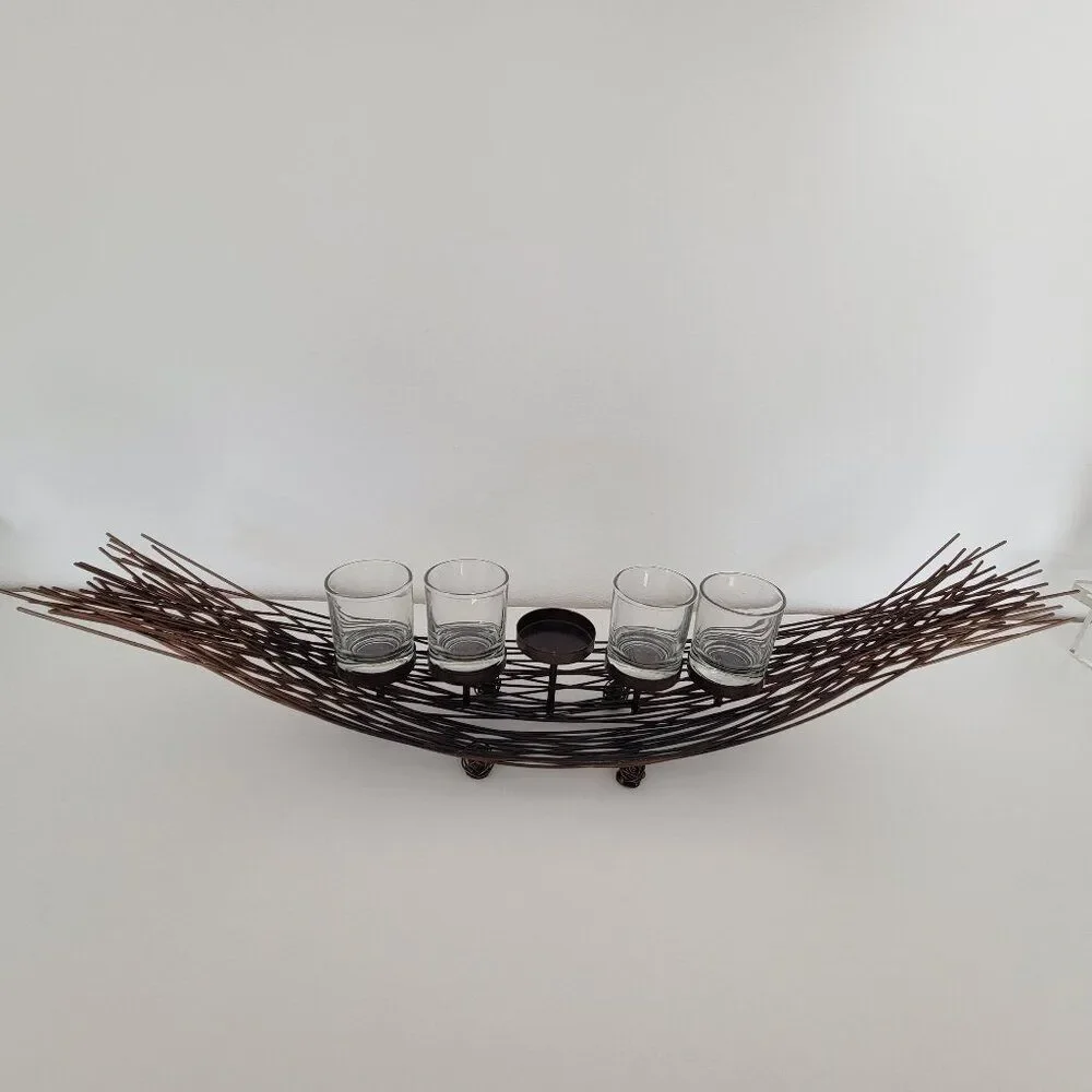 Pier 1 Unique Copper Metal Wire Sculpture Candelabra Centerpiece 24